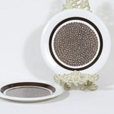 Arabia Faenza lautaset, Ruskeakukka, 2 kpl, suunnittelija Inkeri Seppälä, Ruskeakukka, matala, serikuva, retro