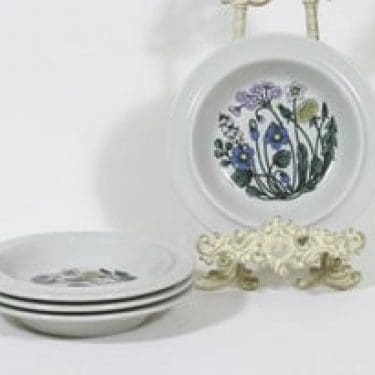 Arabia Flora lautaset, syvä, 4 kpl, suunnittelija Esteri Tomula, syvä, serikuva