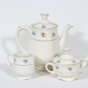 Arabia Sirkka kahvikaadin, sokerikko ja kermakko, suunnittelija Esteri Tomula, siirtokuva