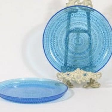 Nuutajärvi Kastehelmi lautaset, turkoosi, 2 kpl, suunnittelija Oiva Toikka,