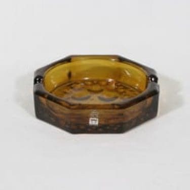 Riihimäen lasi Stella Polaris tuhka-astia, amber, suunnittelija Nanny Still,