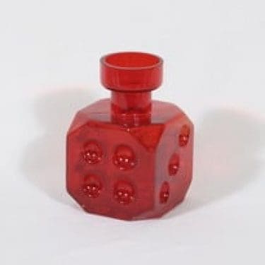 Riihimäen lasi Arpa on heitetty koristepullo, punainen, suunnittelija Erkkitapio Siiroinen,