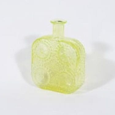 Riihimäen lasi Grapponia koristepullo, keltainen, suunnittelija Nanny Still,