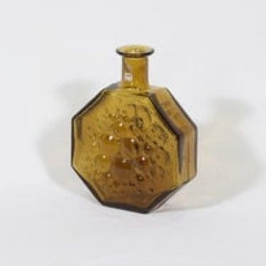 Riihimäen lasi Stella Polaris koristepullo, amber, suunnittelija Nanny Still,