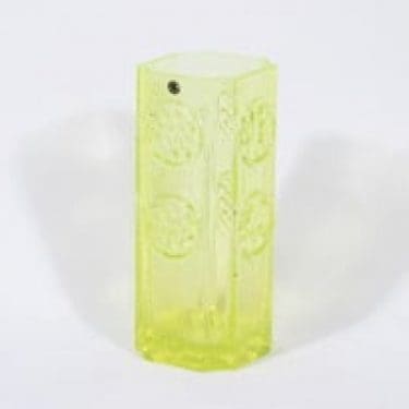 Riihimäen lasi Rondella malajkko, keltainen, suunnittelija Tamara Aladin, suuri, retro