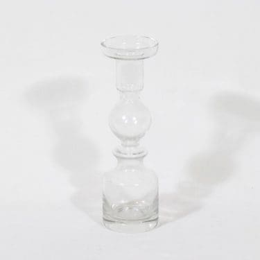 Riihimäen lasi Pompadour kynttilänjalka, kirkas, suunnittelija Nanny Still,