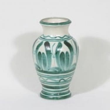 Kupittaan savi 48 maljakko, käsinmaalattu, suunnittelija Helmi Suova, käsinmaalattu, kupariväri, signeerattu