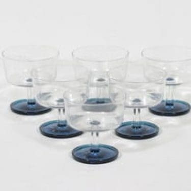Riihimäen lasi Ultra annosmaljat, kirkas|sininen, 6 kpl, suunnittelija Nanny Still,