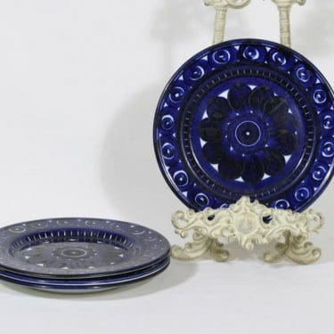 Arabia Valencia lautaset, 4 kpl, suunnittelija Ulla Procope, pieni, käsinmaalattu, signeerattu
