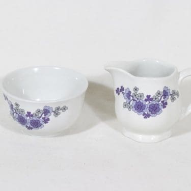 Arabia AS sokerikko ja kermakko, kukkakuvio, suunnittelija , kukkakuvio, serikuva, retro