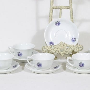 Arabia AS kahvikupit, kukkakuvio, 5 kpl, suunnittelija , kukkakuvio, serikuva, retro