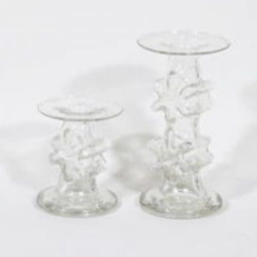 Riihimäen lasi 1966 kynttilänjalat, signeeratttu, 2 kpl, suunnittelija Erkkitapio Siiroinen, signeeratttu