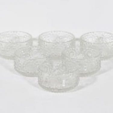 Riihimäen lasi Grapponia annoskulhot, kirkas, 6 kpl, suunnittelija Nanny Still,