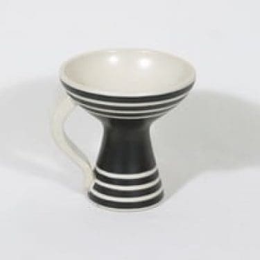 Kupittaan savi kynttilänjalka, käsinmaalattu, suunnittelija Atso Eskola, käsinmaalattu, signeerattu, funktionalismi