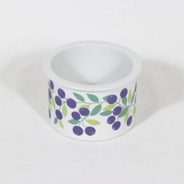 Arabia Pomona purnukka, mustikka, suunnittelija Raija Uosikkinen, mustikka, serikuva, retro