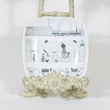 Arabia AL 1 koristelautanen, tehtaan mainoskoriste, suunnittelija , tehtaan mainoskoriste, kuparipainokoriste