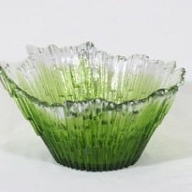 Humppila Revontulet kulho, kirkas|vihreä, suunnittelija Tauno Wirkkala, suuri, massiivinen, retro