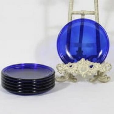 Nuutajärvi Luna lautaset, sininen, 6 kpl, suunnittelija Kaj Franck, pieni