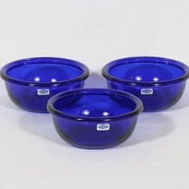 Nuutajärvi Luna annoskulhot, sininen, 3 kpl, suunnittelija Kaj Franck,