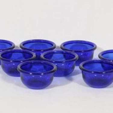 Nuutajärvi Luna annoskulhot, sininen, 8 kpl, suunnittelija Kaj Franck, pieni