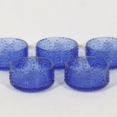 Riihimäen lasi Grapponia annoskulhot, sininen, 5 kpl, suunnittelija Nanny Still, pieni