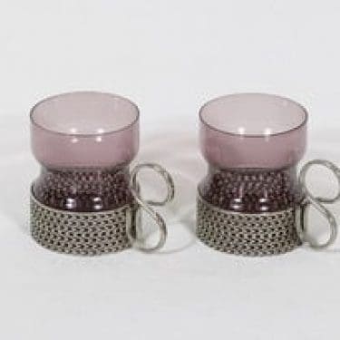 Iittala Tsaikka teelasit, lila, 2 kpl, suunnittelija Timo Sarpaneva, metallikahva