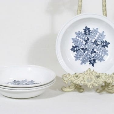 Arabia Laila lautaset, syvä, 4 kpl, suunnittelija Raija Uosikkinen, syvä, serikuva