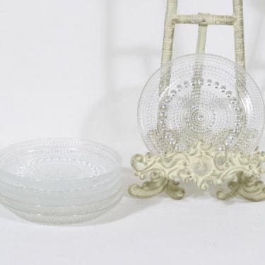 Nuutajärvi Kastehelmi lautaset, kirkas, 6 kpl, suunnittelija Oiva Toikka, pieni