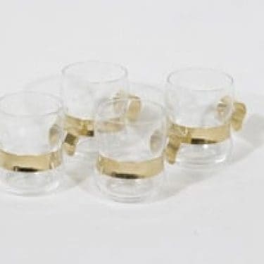 Iittala Paula teelasit, 22 cl, 4 kpl, suunnittelija Jorma Vennola, 22 cl, metallikahva
