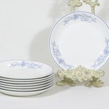 Arabia Sininen lautaset, 8 kpl, suunnittelija , pieni, painokoriste