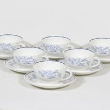 Arabia Sininen teekupit, 6 kpl, suunnittelija , painokoriste