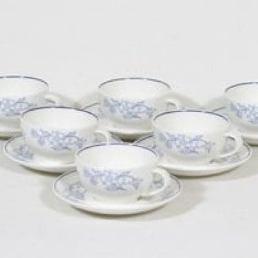 Arabia Sininen teekupit, 6 kpl, suunnittelija , painokoriste