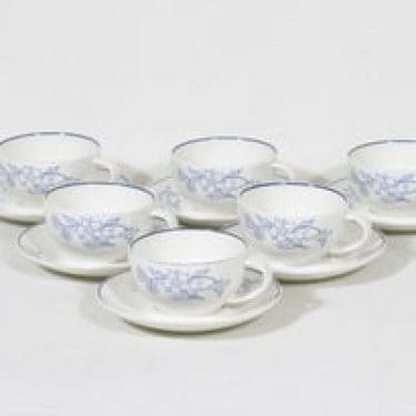 Arabia Sininen kahvikupit, 6 kpl, suunnittelija , painokoriste