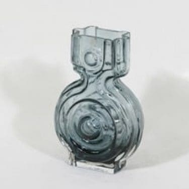 Riihimäen lasi Aitanlukko maljakko, siniharmaa, suunnittelija Helena Tynell,