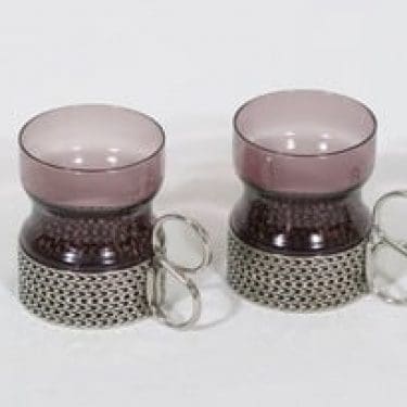 Iittala Tsaikka teelasit, lila, 2 kpl, suunnittelija Timo Sarpaneva, metallikahva