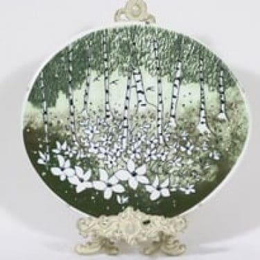 Arabia koristelautanen, signeerattu, suunnittelija Heljä Liukko-Sundström, signeerattu, suuri, serikuva