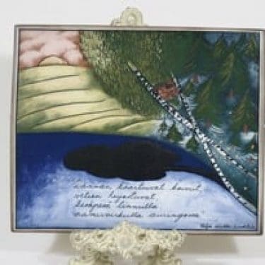 Arabia koristelaatta, Rannan koivut, suunnittelija Heljä Liukko-Sundström, Rannan koivut, suuri, serikuva, signeerattu