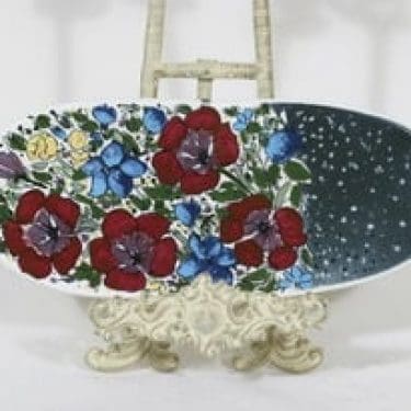 Arabia koristelaatta, Iloksi ihmisille, suunnittelija Heljä Liukko-Sundström, Iloksi ihmisille, serikuva, signeerattu