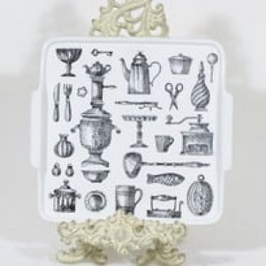 Arabia Antique tarjotin, suunnittelija Esteri Tomula, kuparipainokoriste