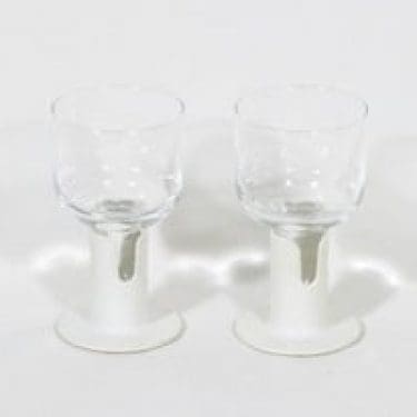 Iittala Kaveri lasit, kirkas, 2 kpl, suunnittelija Jorma Vennola, valkoinen muovijalka