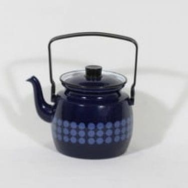 Finel Domino kahvipannu, sininen, suunnittelija Esteri Tomula, serikuva, retro