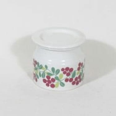 Arabia Pomona purnukka, puolukka, suunnittelija Raija Uosikkinen, puolukka, serikuva, retro