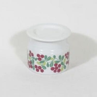 Arabia Pomona purnukka, puolukka, suunnittelija Raija Uosikkinen, puolukka, serikuva, retro