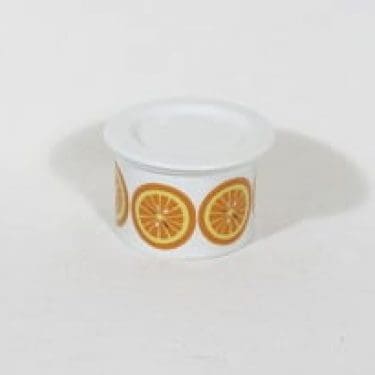 Arabia Pomona purnukka, appelsiini, suunnittelija Raija Uosikkinen, appelsiini, serikuva, retro