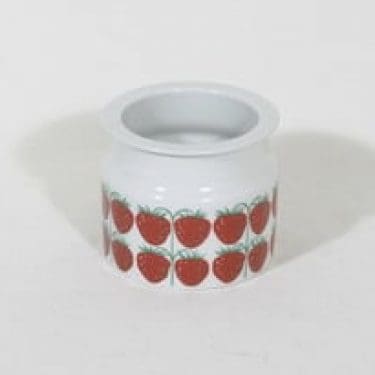 Arabia Pomona purnukka, mansikka, suunnittelija Raija Uosikkinen, mansikka, serikuva, retro