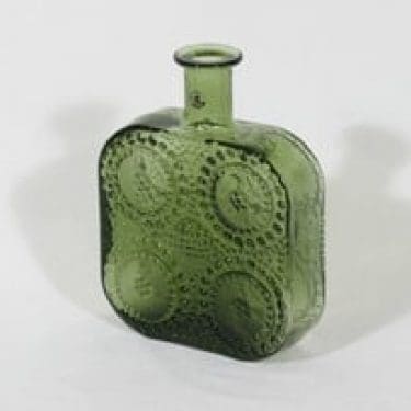 Riihimäen lasi Grapponia koristepullo, vihreä, suunnittelija Nanny Still,
