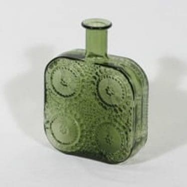 Riihimäen lasi Grapponia koristepullo, vihreä, suunnittelija Nanny Still,