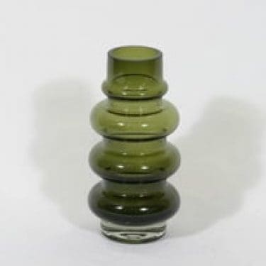 Riihimäen lasi 1467 maljakko, oliivinvihreä, suunnittelija Tamara Aladin,