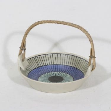 Kupittaan savi 213 keramiikkakori, käsinmaalattu, suunnittelija Laila Zink, käsinmaalattu, pieni, signeerattu