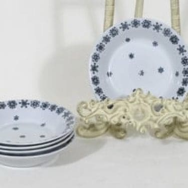 Arabia Snowflake kulhot, 5 kpl, suunnittelija Raija Uosikkinen, pieni, painokoriste